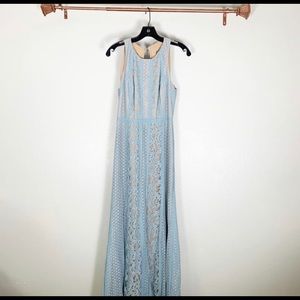 Blue with nude long dress